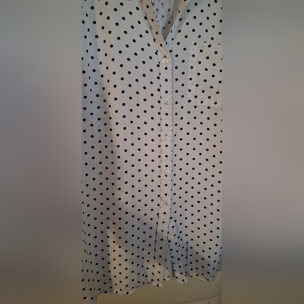 Belvet Hearth White Polka Dot Button-Up Shirt Sz 2X Casual Summer Rayon Boho - Picture 6 of 9